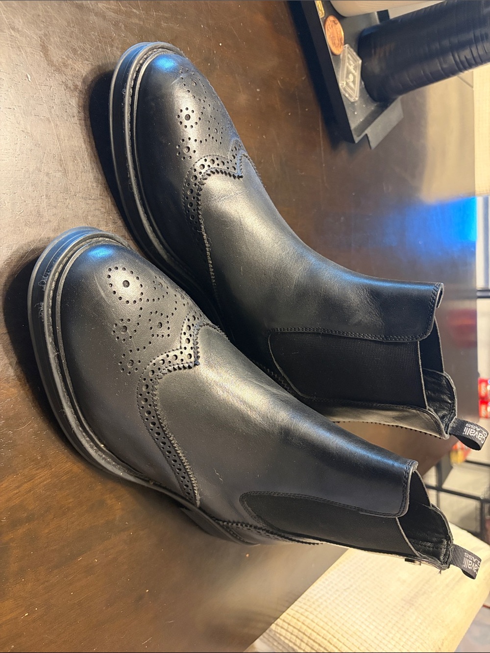 Roberto Cavalli Black Leather Brogue Chukka Boots